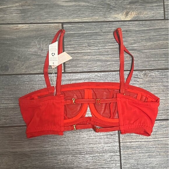 NWT We are HAH Free People Wired Bra 30-38A 30A 32A 34A 36A 38A Blood Orange Red - Picture 4 of 14